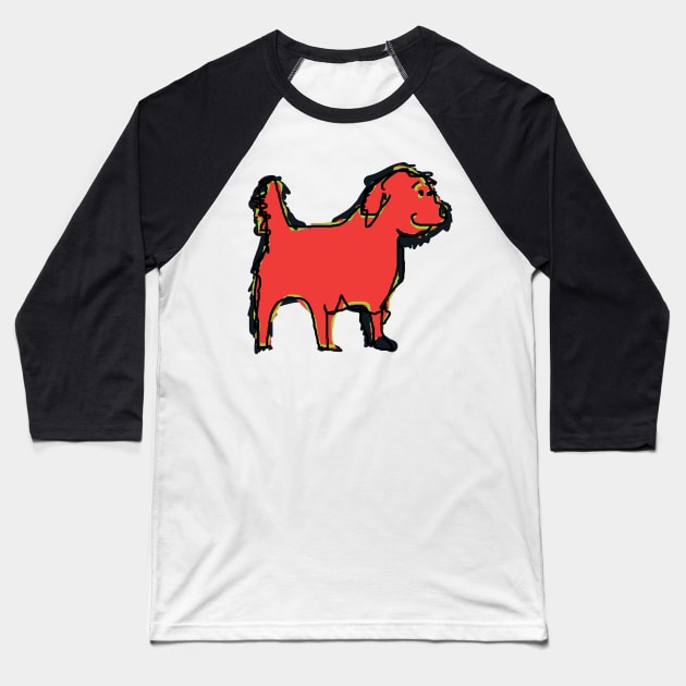 Red Dog Ruff Rough Baseball T-Shirt by ellenhenryart